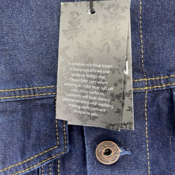 JOHNNY WAS SASSON Cropped Denim Jean Jacket Women’s Dark Wash Boho Pockets M - Picture 6 of 6